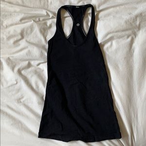 Lily lemon black racer back fitted tank.